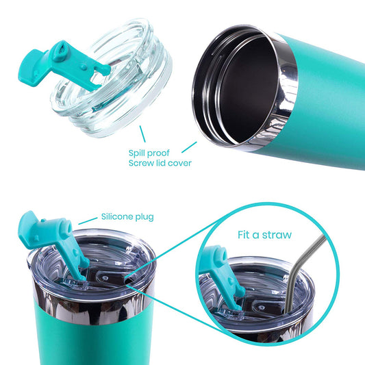 The Deep End | 20oz Insulated Tumbler w/ 2 Straws – Teal