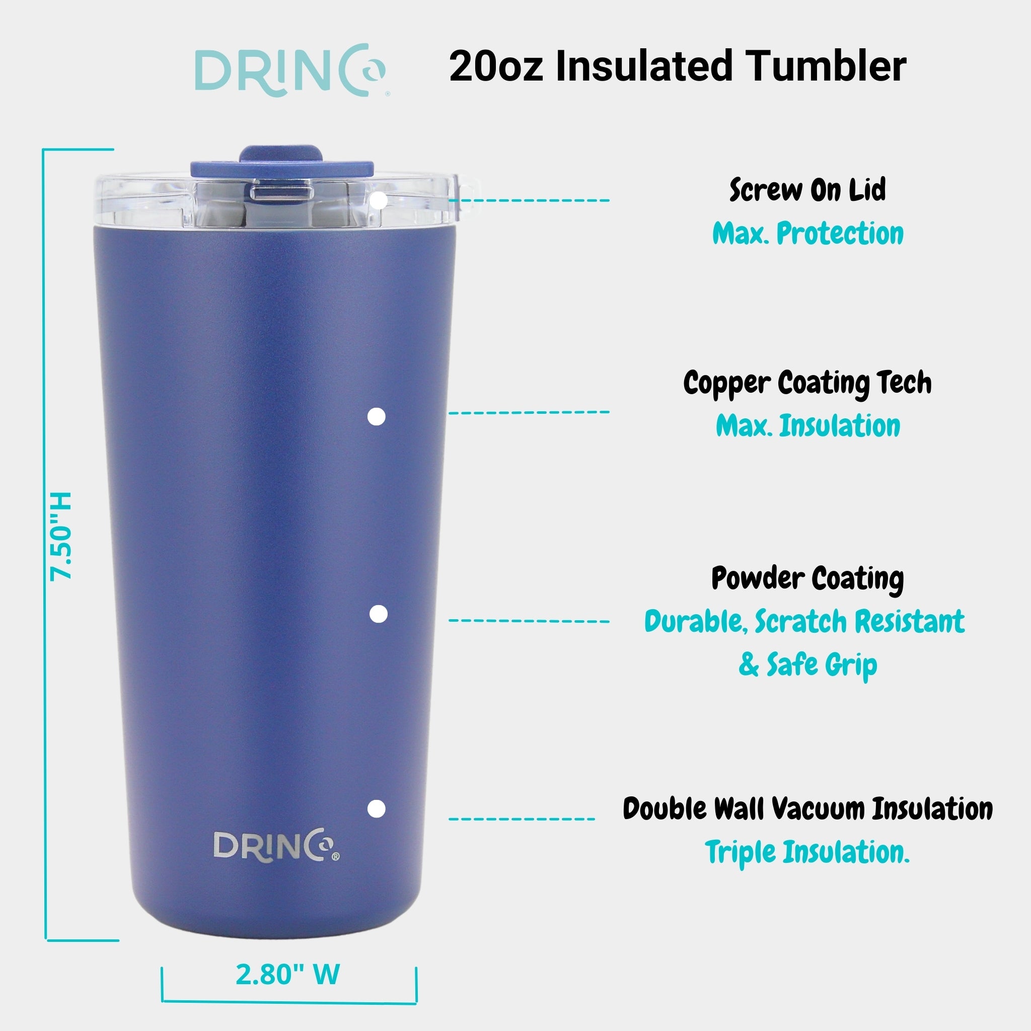 The Blueprint | 20oz Spill-Proof Insulated Tumbler w/ Straw – Blue
