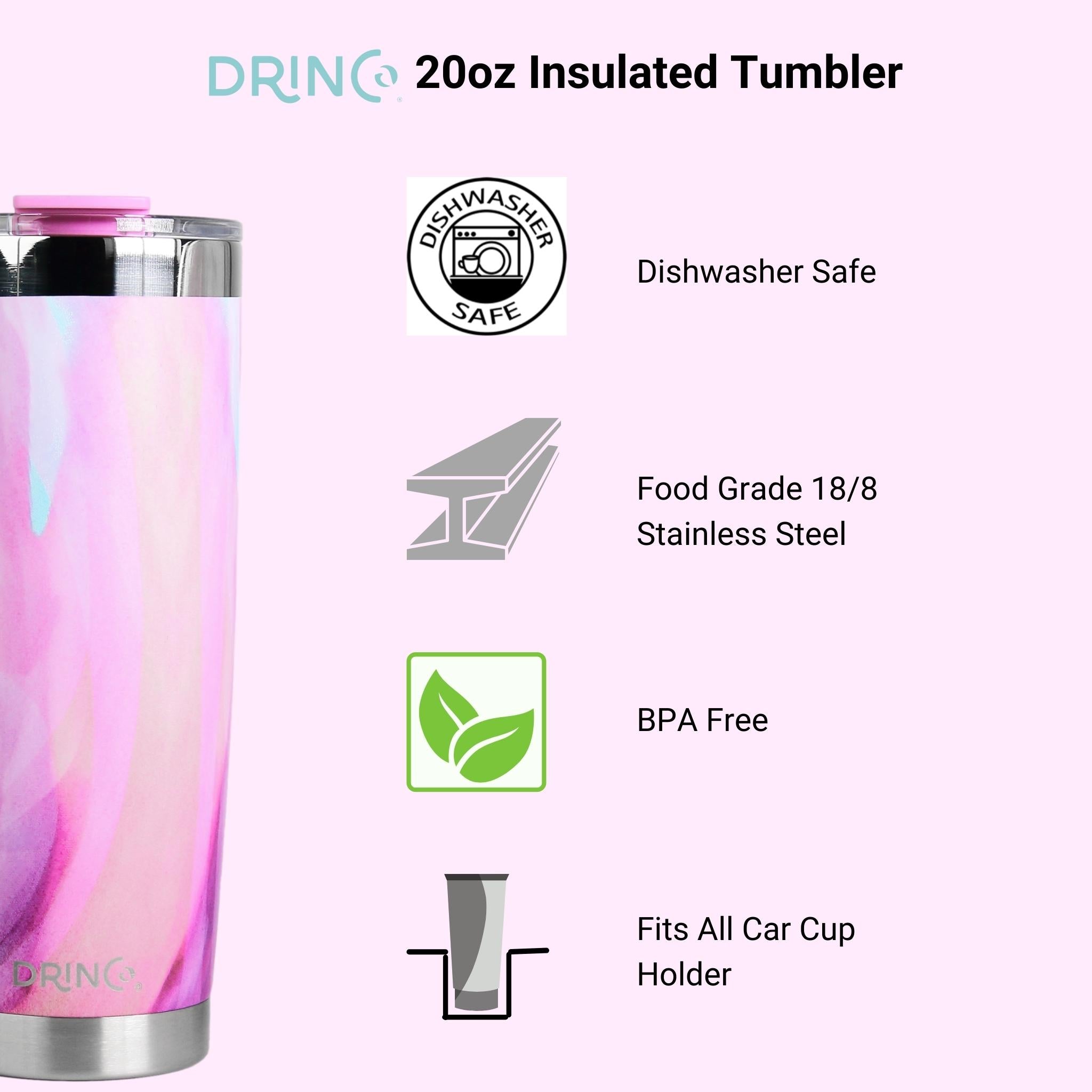 The Gorgeous |  20oz Insulated Tumbler w/Spill Proof Lid, 2 Straws