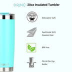 The Deep End | 20oz Insulated Tumbler w/ 2 Straws – Teal