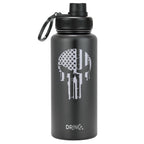 The Tough Guy 32oz Stainless Steel Water Bottle-Skull-Black