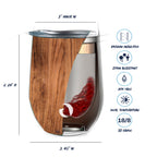 The Wannabe 12oz Insulated Wine Tumbler Glass (Woodland)