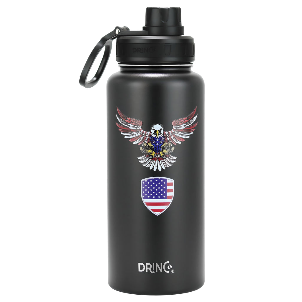 The Patriot 32oz Stainless Steel Water Bottle-Eagle-Black