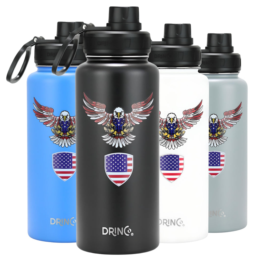 The Patriot 32oz Stainless Steel Water Bottle-Eagle-Black