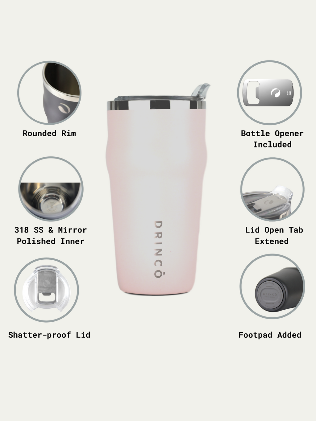 The THOR | 20oz Beer Mug with Bottle Opener – Pale Pink