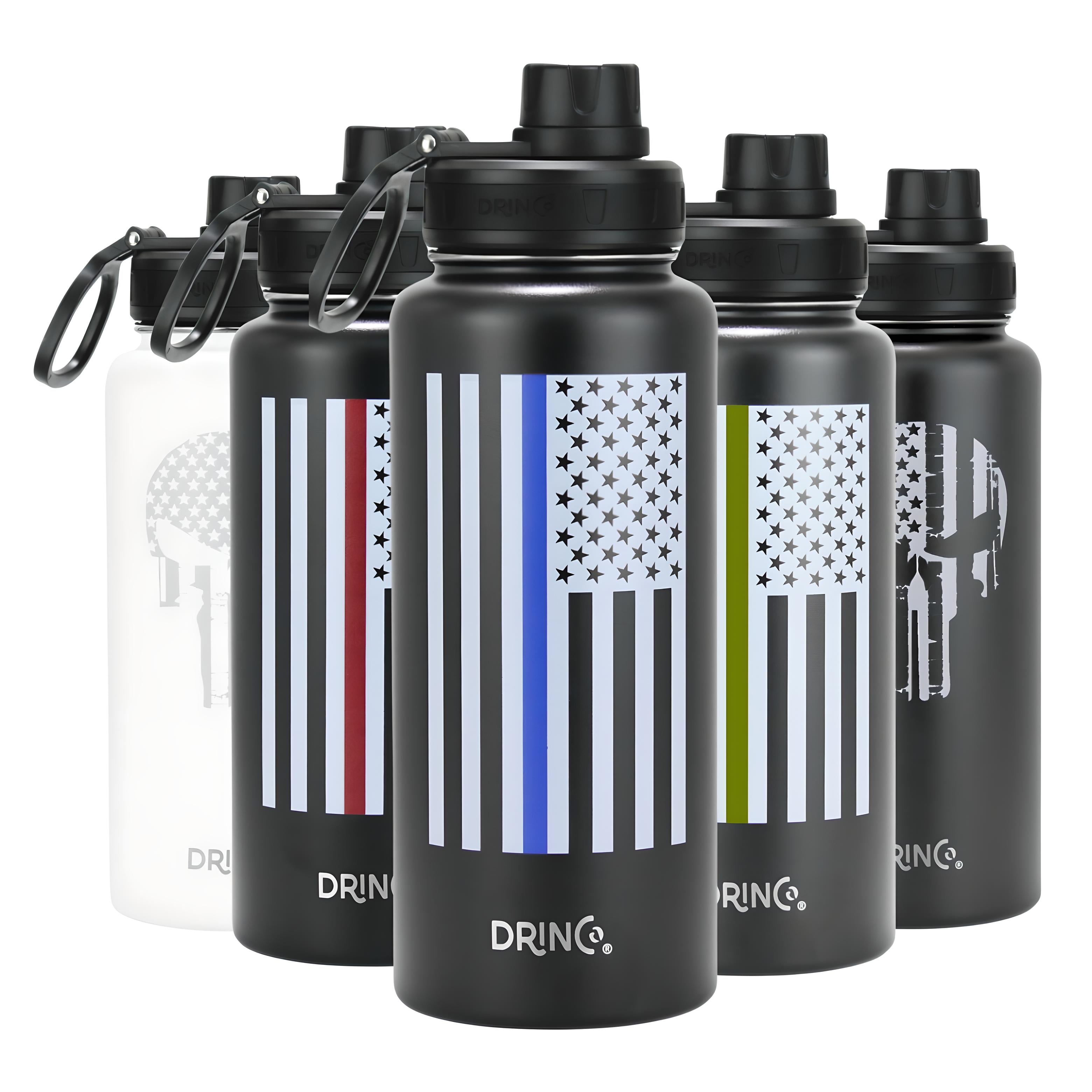 The Tough Guy 32oz Stainless Steel Water Bottle-Skull-Black